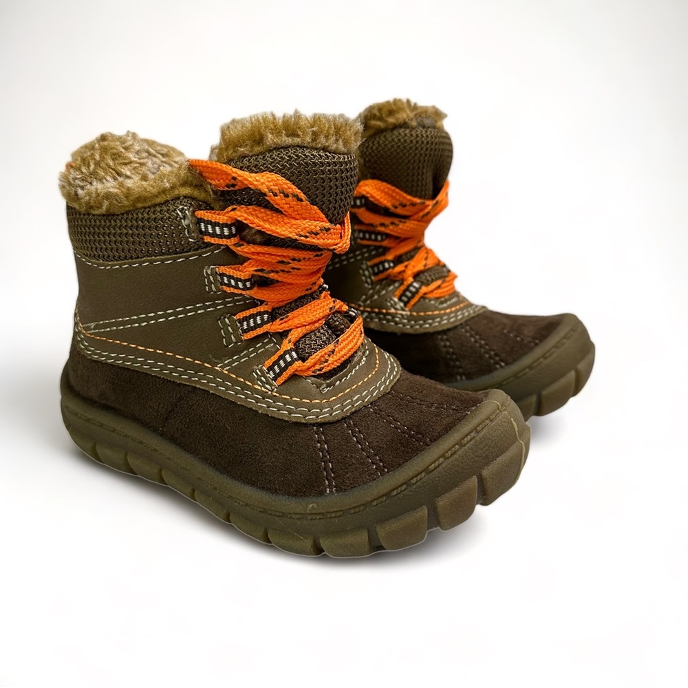 OshKosh B’gosh Marley2 Faux Fur Kids Cozy Winter Boots Brown Orange Size 6 LK